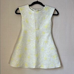 White and Yellow Sleeveless A-Line Dress